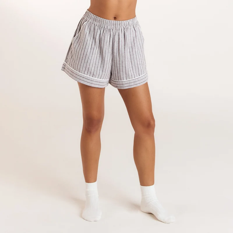 Stripe Pyjama Shorts - Choklad