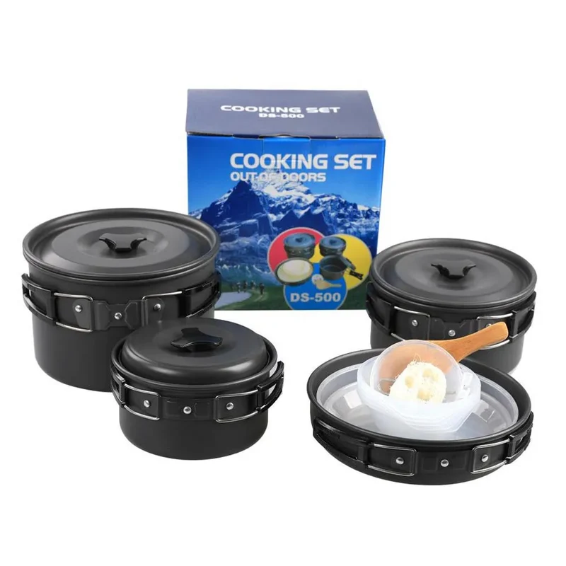 Camping Kastruller & Stekpanna Set (4-5 Pers)
