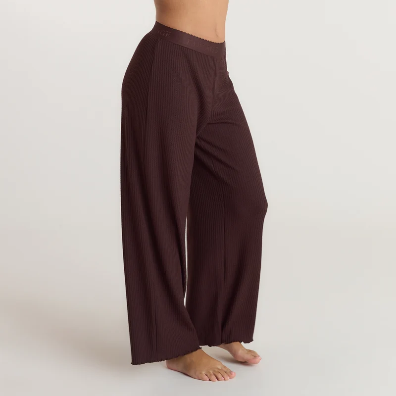 Soft Waffle Pyjamabyxor - Mörk Choklad