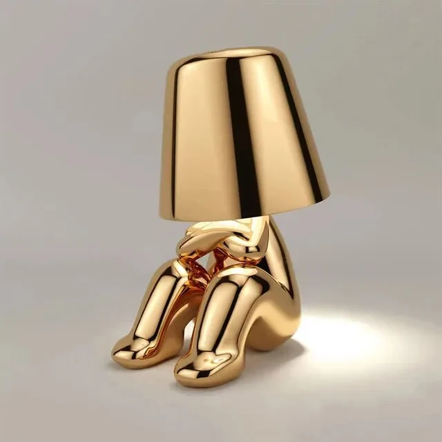 Gyllene Staty Bordslampa Med Olika Rörelser
