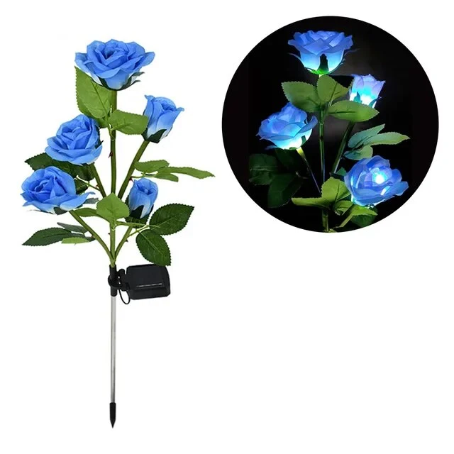 Solar Garden Lights Rose Flower Lawn Lamp för Yard Patio Garden Decor