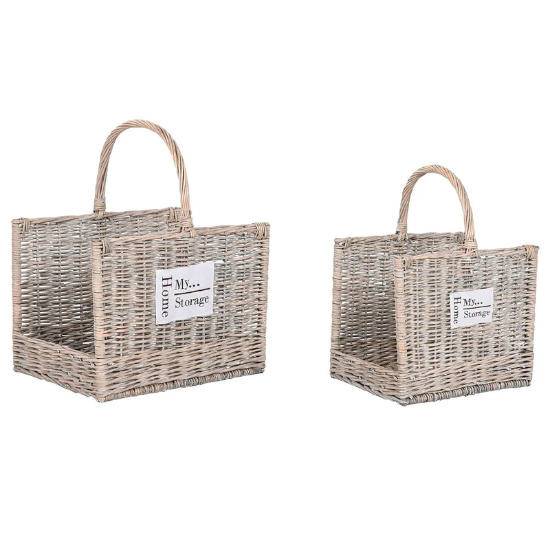 Log Stand Home ESPRIT Natural wicker 47 x 35 x 54 cm (2)