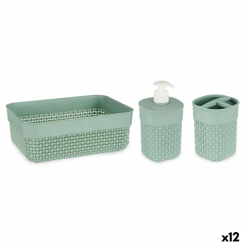 Bath Set Berilo Green Plastic 16,5 x 9 x 22,8 cm (12 Units)