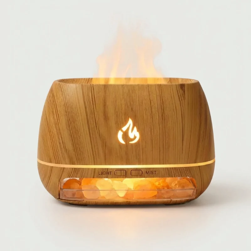 Aroma Diffuser med Himalaya Salt og LED Flammeeffekt – Luftfugter