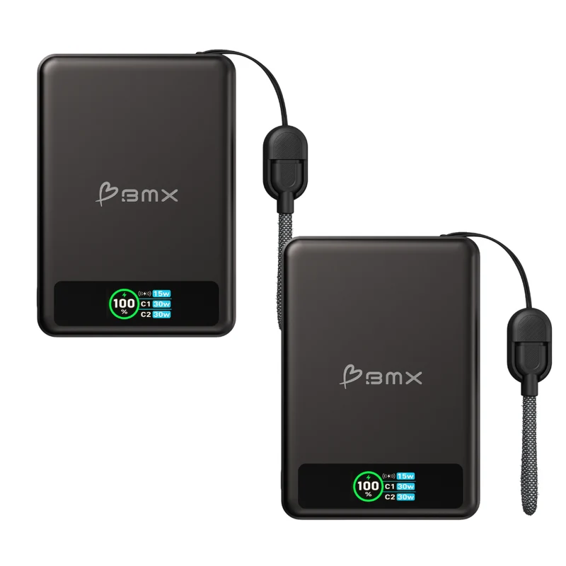Sæt af 2 Qi2 Powerbanks med 10000 mAh og 30W USB-C Hurtigopladning