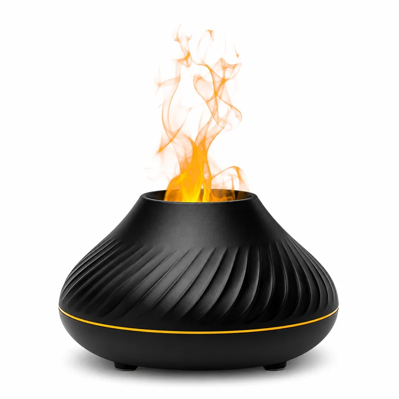 Bærbar luftfugter med flammeeffekt | 130 ml aroma-diffuser med LED-nattelys