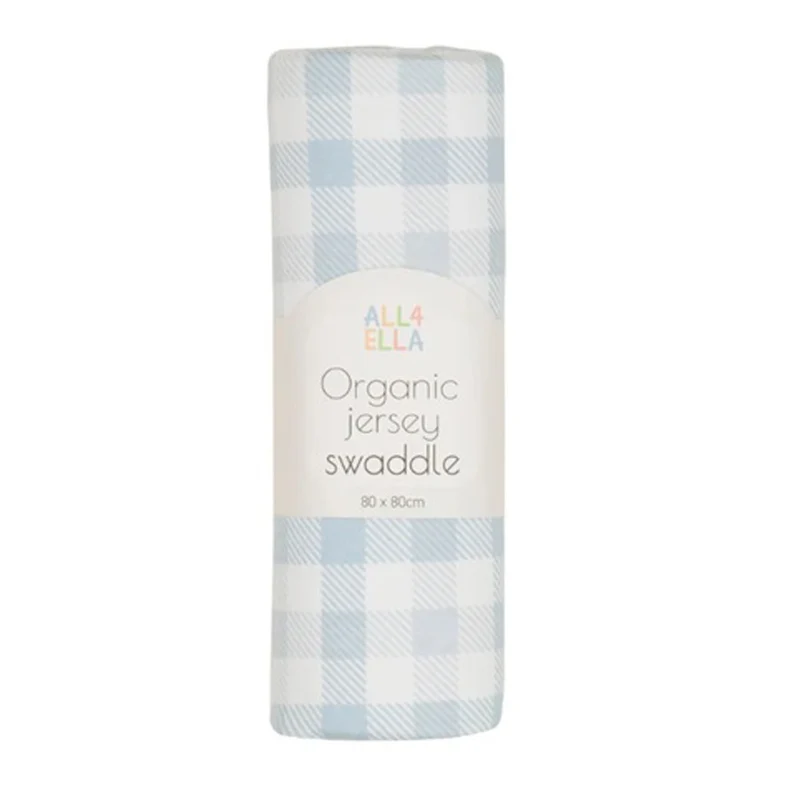 All4Ella Jersey Swaddle Gingham Blue