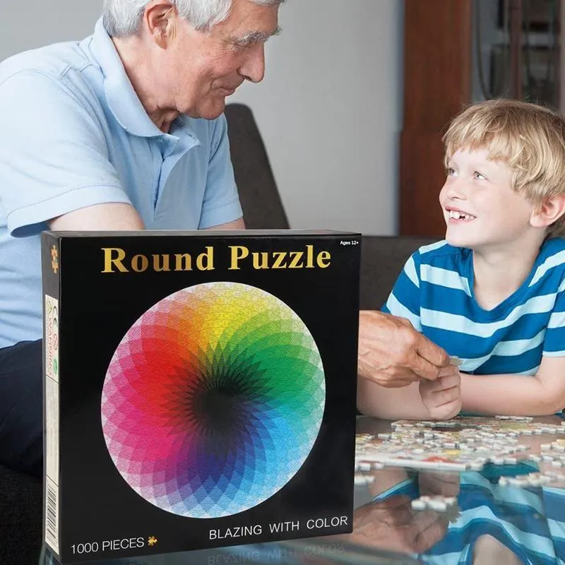 Runde Puzzles i Gradient Farver med Regnbue Design