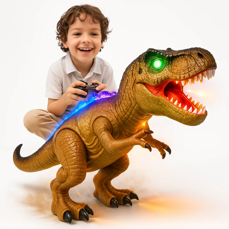 Interaktiv RC dinosaur legetøj, lyser og bevæger sig