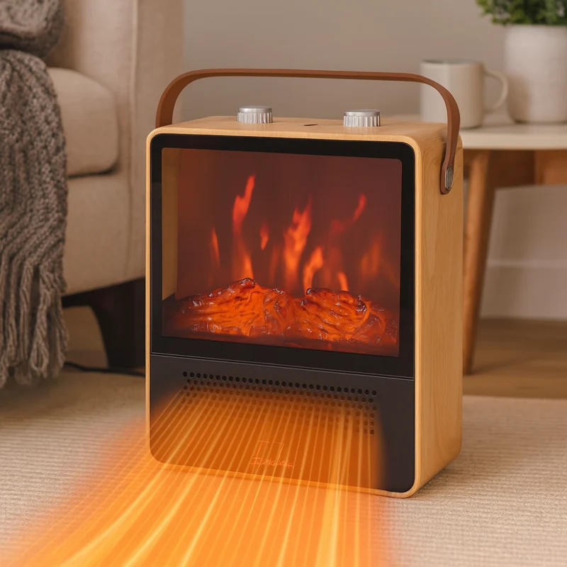 Elektrisk varmeapparat med realistisk pejsflamme-effekt