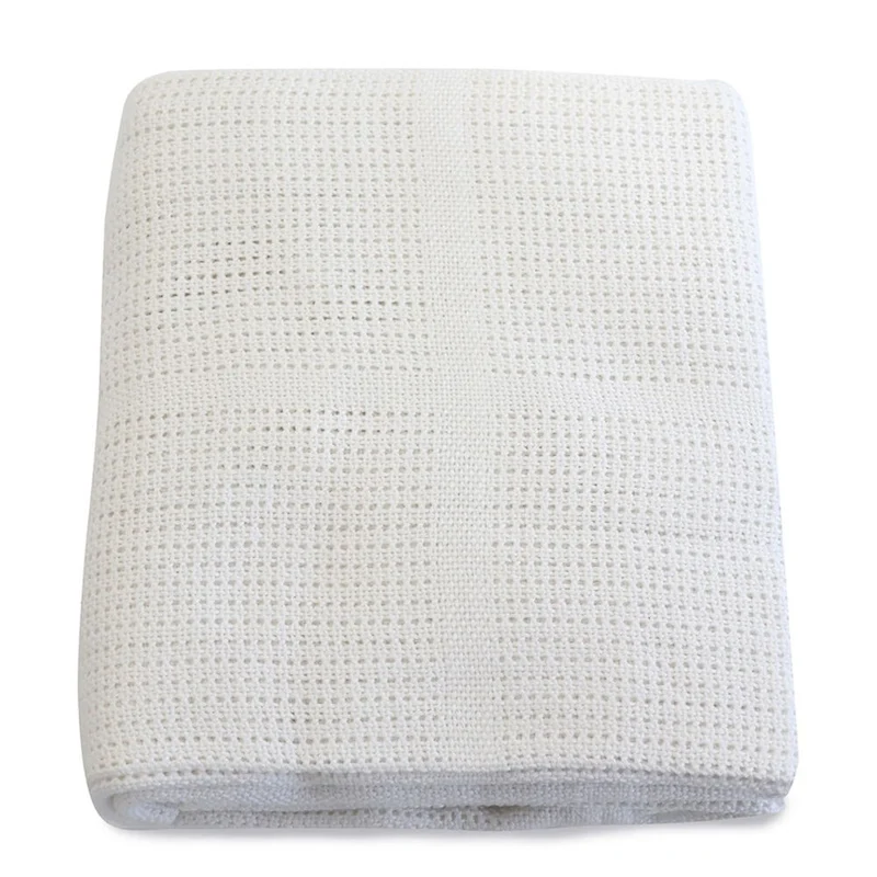 Bubba Blue Bamboo White Cellular Cot Blanket