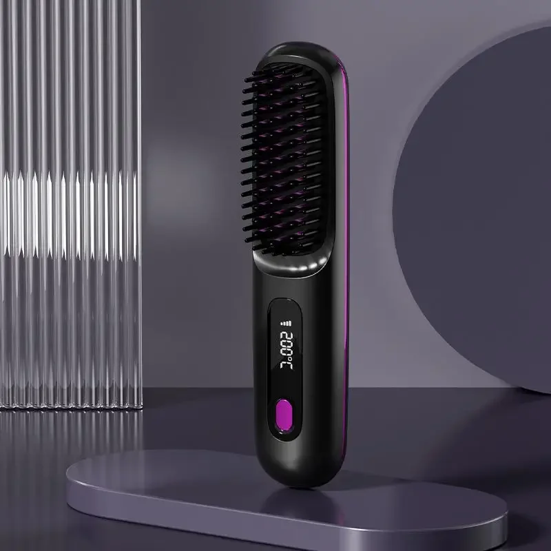 Trådløs hårglatter med USB-opladning og LCD-skærm - Keramisk teknologi og ioner