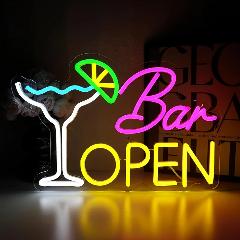 Oplyst Skilt "Åben Bar" – Atmosfærisk Dekoration