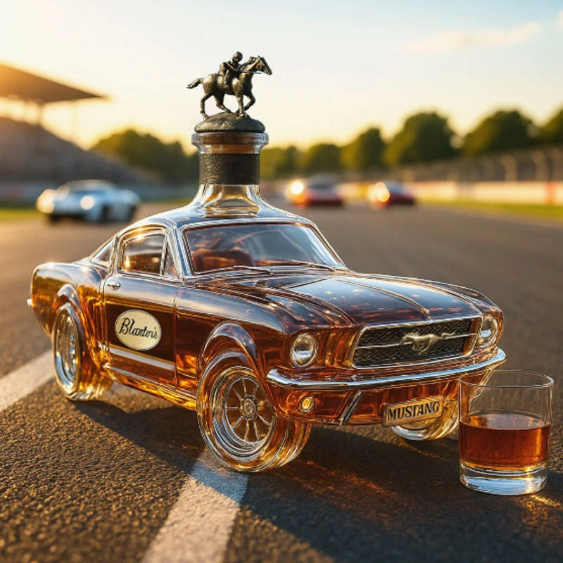 Whisky Dekanter | Håndlavet Glas med 3D Mustang Design