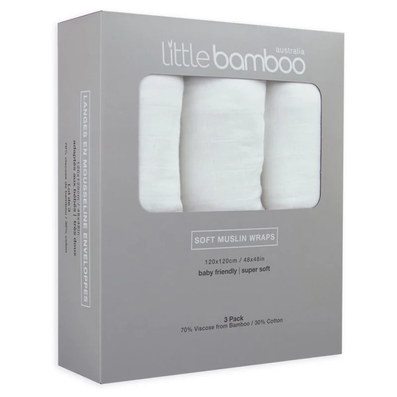 Little Bamboo Muslin Wraps 3pk