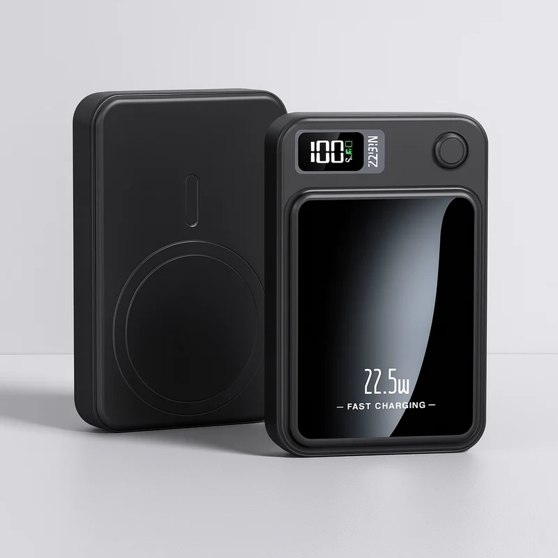 Slim Powerbank 20000mAh med Hurtigopladning og Trådløs Opladning