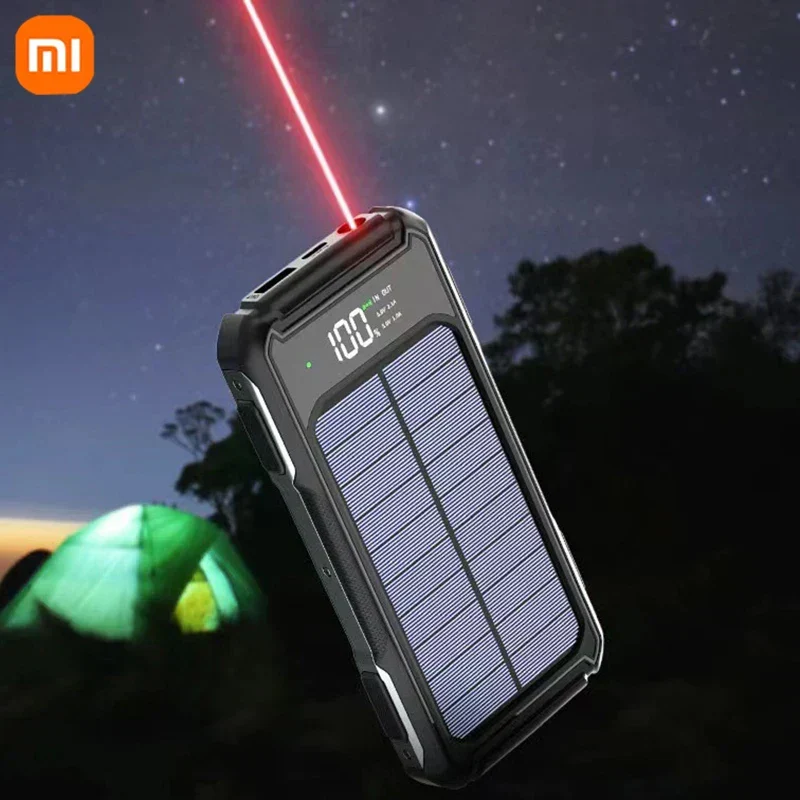 Solcelledrevet Powerbank med 20.000mAh Kapacitet | 4-i-1 Kabel | Nødbelysning