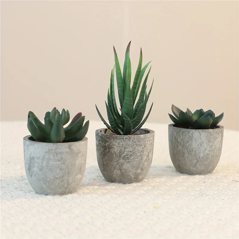 Elegant Mini Kunstplanter med Cementlook – Perfekt til Indretning