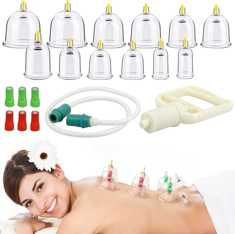 32 Deles Sæt til Massage og Akupunktur med Sugeterapi