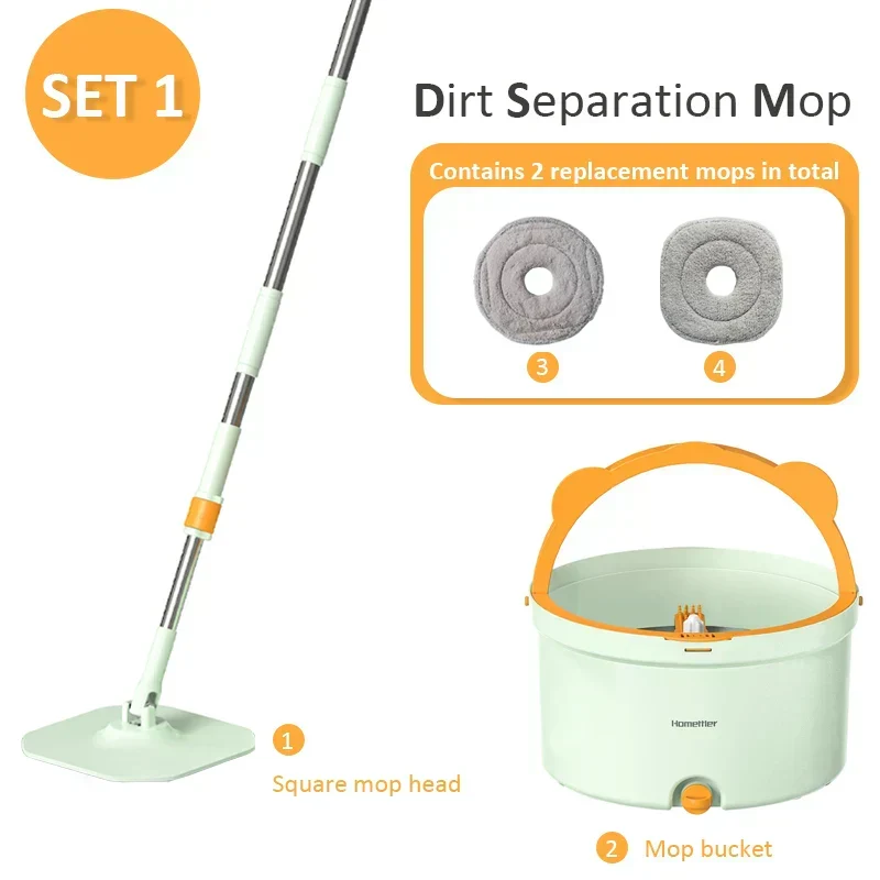 Selvrensende Gulvmoppe med Spand - Moppesystem