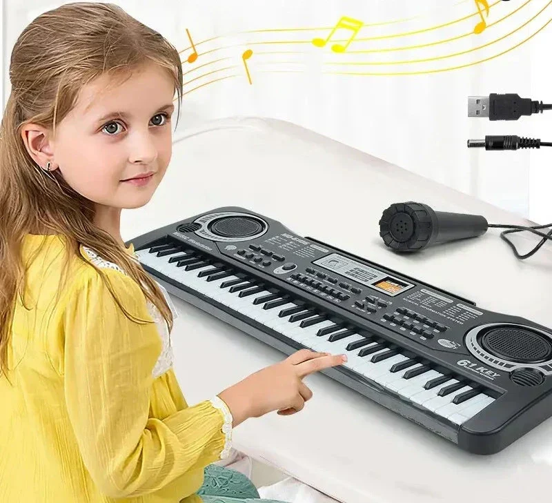 Børne Elektronisk Klaver med Mikrofon – Oplev Musikglæde med 61 Taster