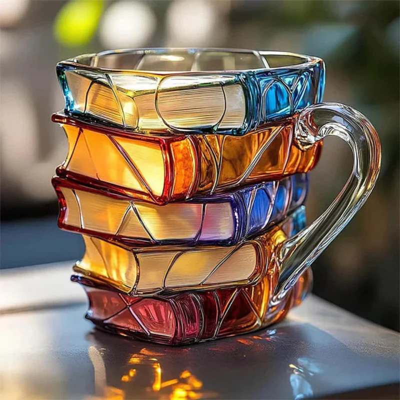 Kreativ Kaffe Kop med 3D Bogdesign – Håndlavet, 350 ml