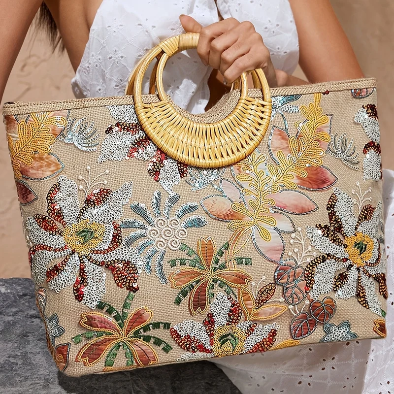 Stilfuld Blomstret Tote Taske – Praktisk og Elegant