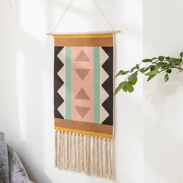 Geometrisk Vægdekoration med Lækre Fringes