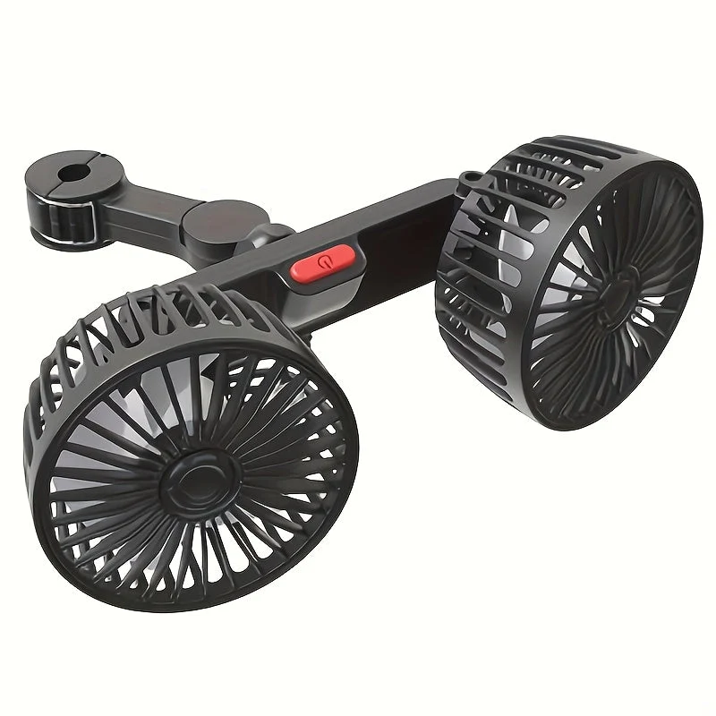 Bærbar dobbeltventilator til bil – 5 blade med 360° rotation