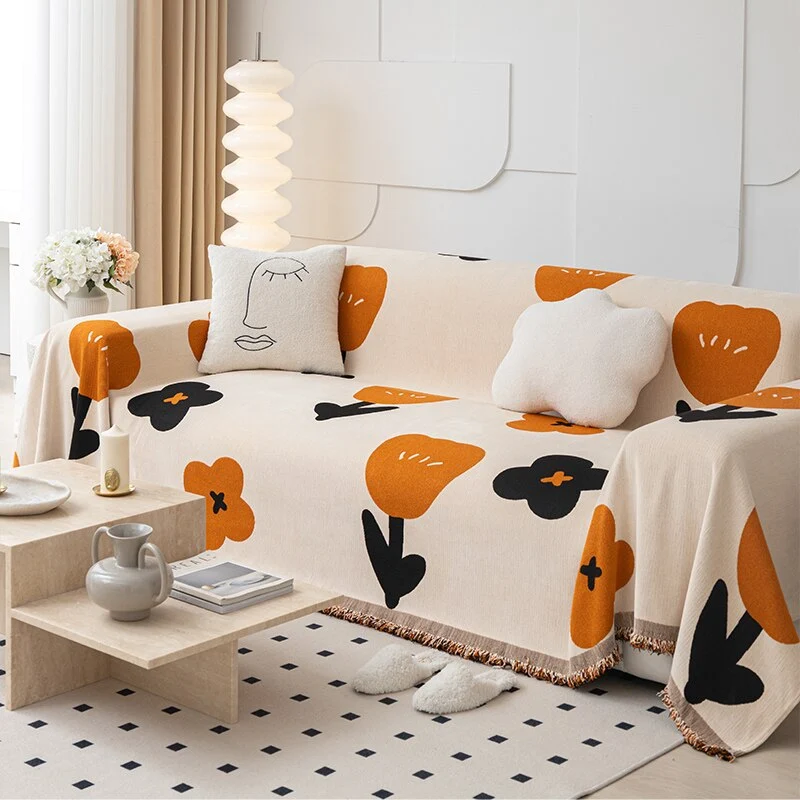Blomsterprint Rutschfast Moderne Sofatræk