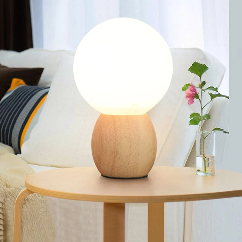 Svævende Glas Natlampe med Træbund