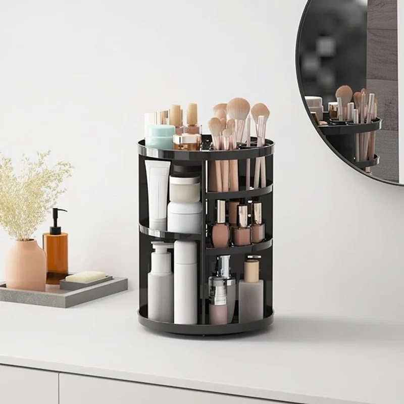 Roterende Makeup Organizer med Justerbar Højde og Stor Kapacitet