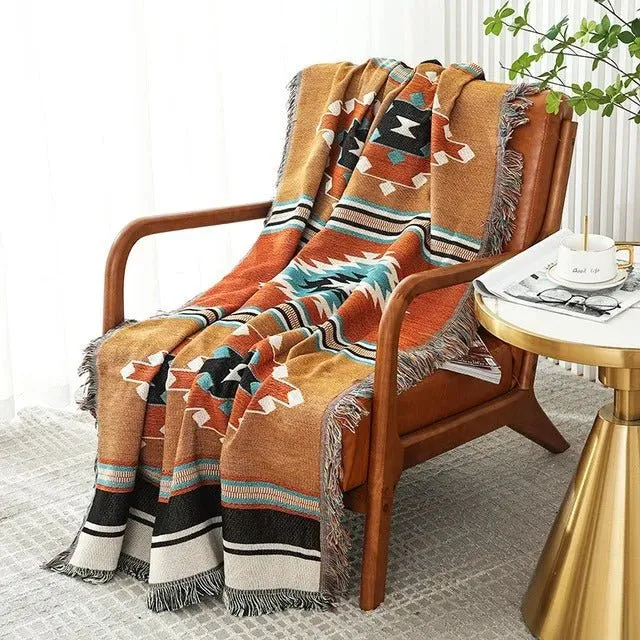 Farverig Tæppeplaid i Holdbar Polyester-Bomuld Mix
