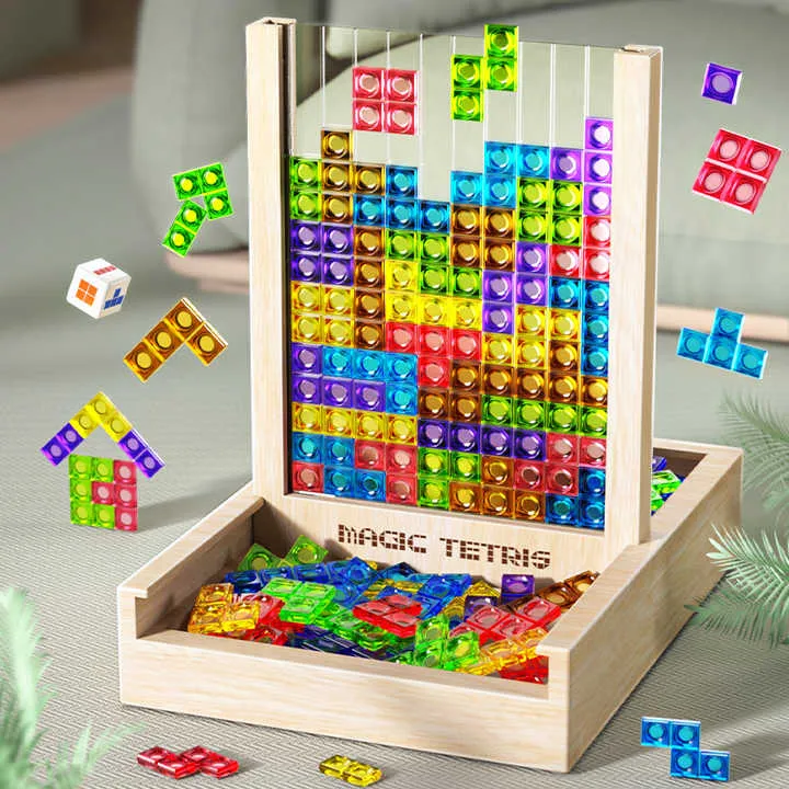 Bæredygtigt Træpuslespil med Tetris-design for Hjernetræning