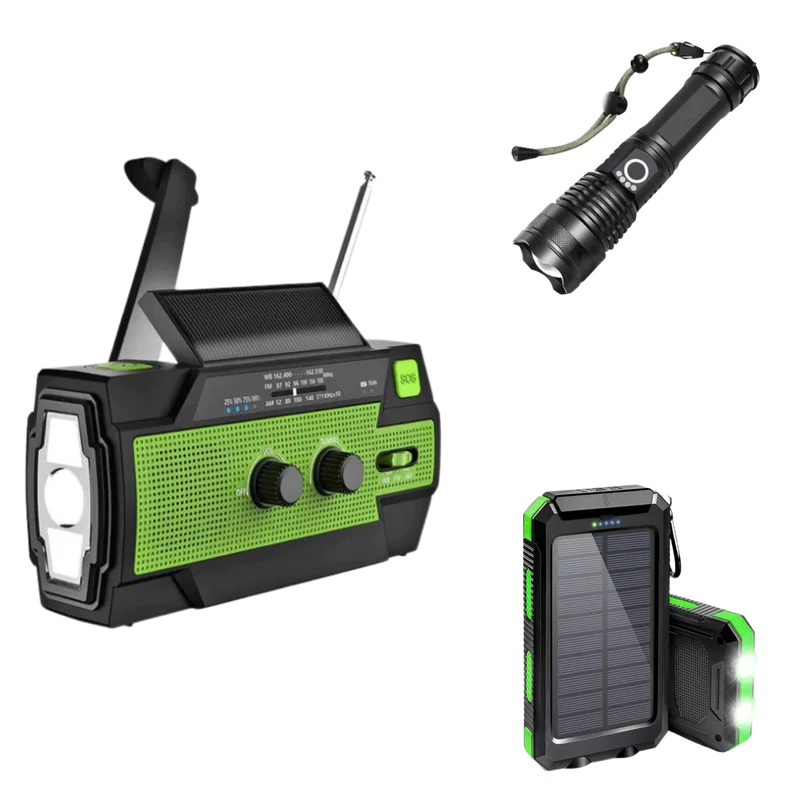 Nødpakke 3-i-1: Powerbank, Lommelygte & Radio til Eventyr