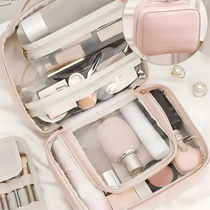 Stor Kosmetik Makeup Taske i Vandafvisende PU Læder