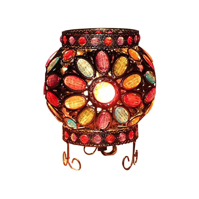 Bronze Natbordlampe med Akrylperler - Elegant Belysning