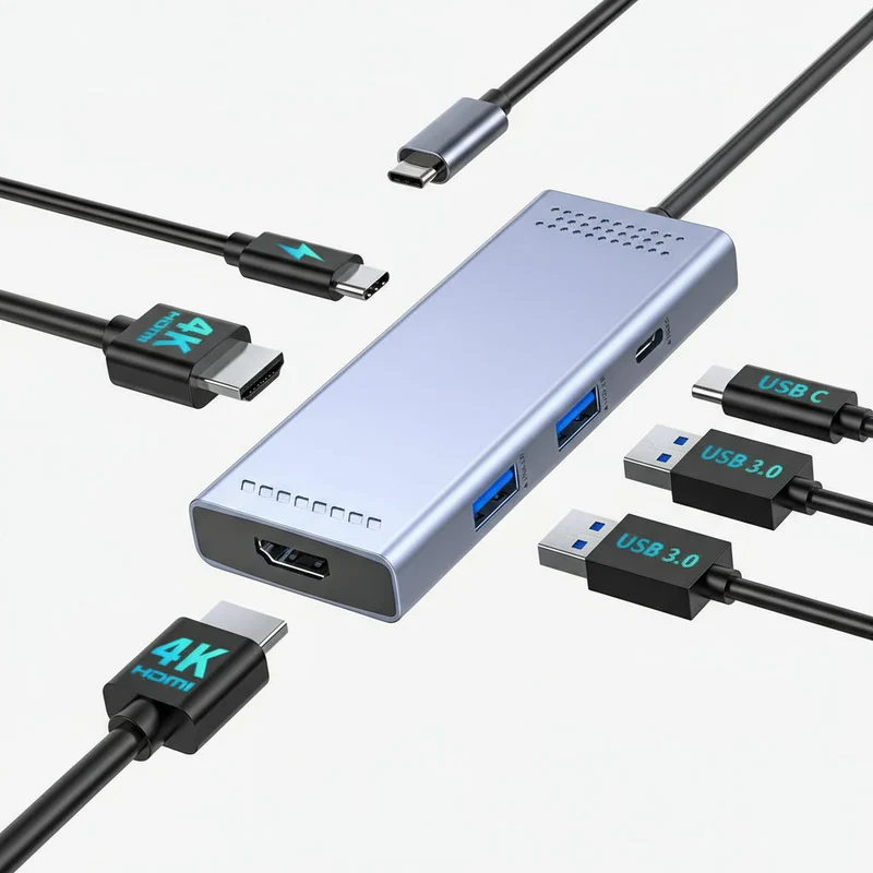 USB-C Dockingstation til Dual 4K Skærme med Hurtig Opladning