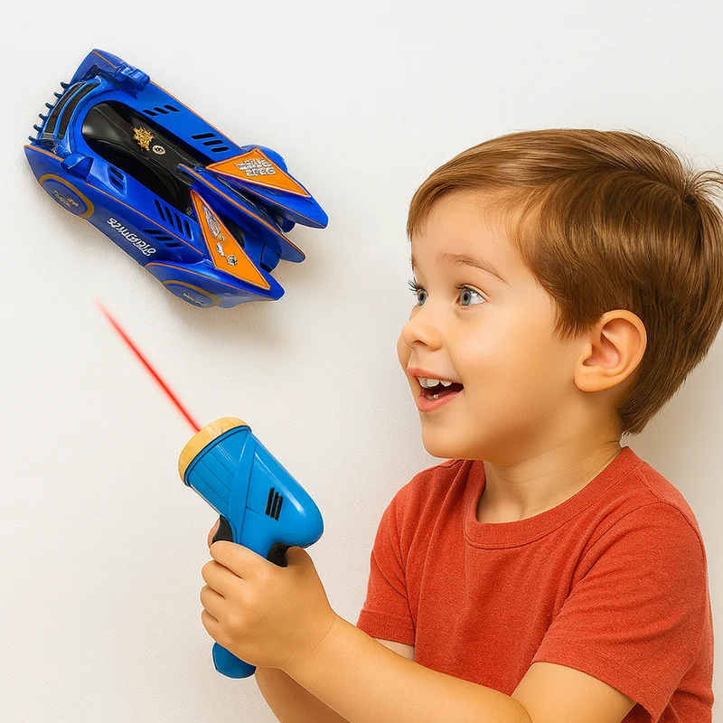 Vægkørende RC Legetøjsbil med Sugeevne – Sjov for Alle Aldre