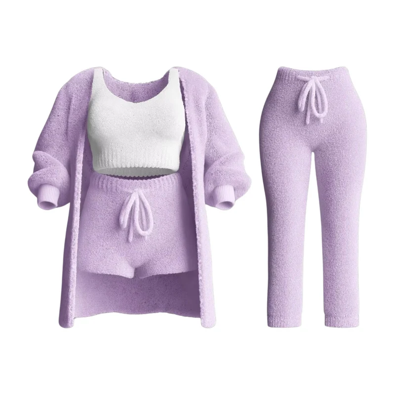 Feminint Sæt: Sweater, Sports-BH, Bukser og Cardigan