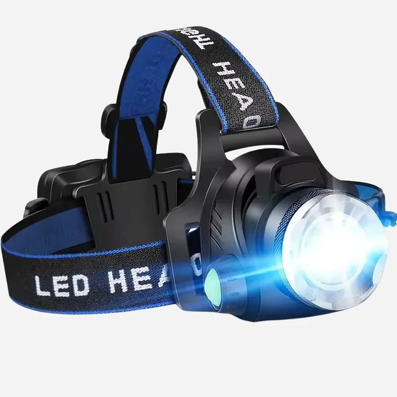 Kraftig Vandtæt LED Pandelygte med Zoom & USB Genopladning