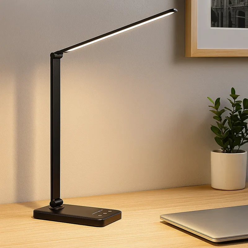 Justerbar LED Skrivebordslampe med USB & Øjenvenligt Lys