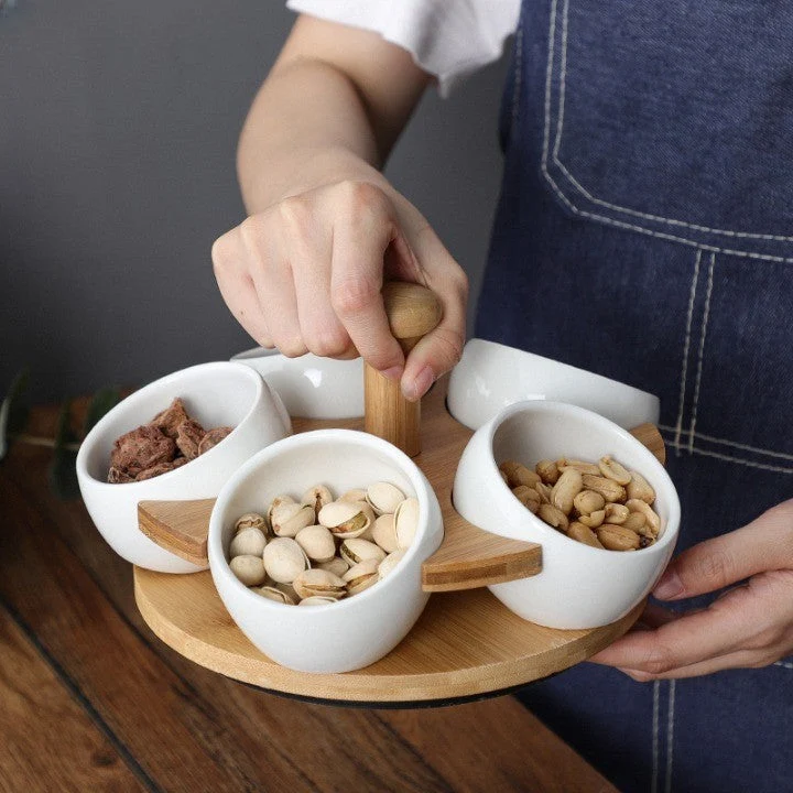 Tea Time Bamboo Porcelæn Snack Tray