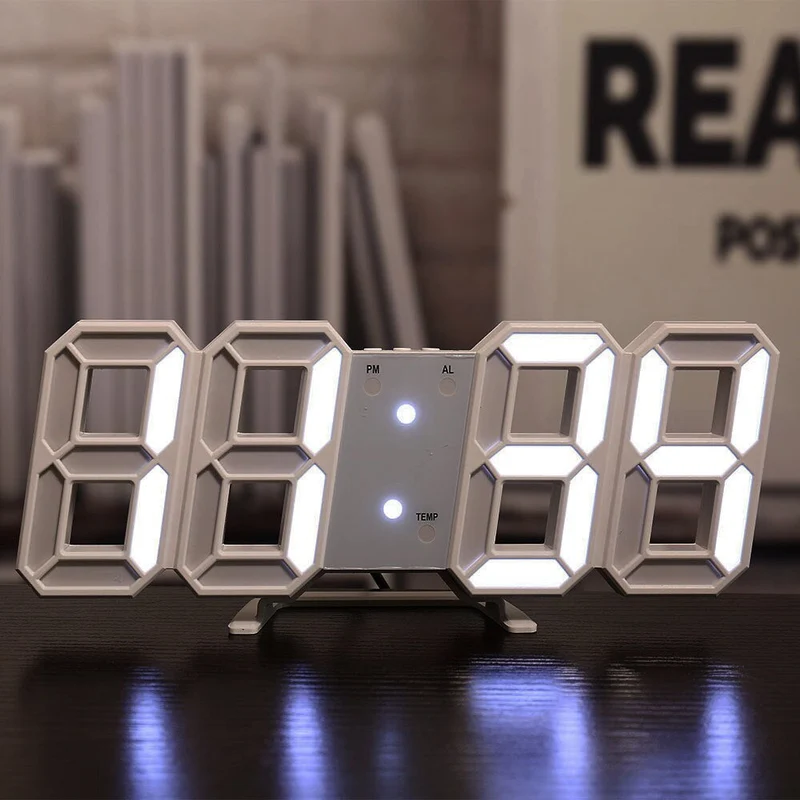 Digital Vægur med LED Display og Temperaturvisning