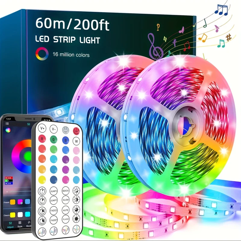 Fleksible LED Lysstrips med Musik Synkronisering og Farveskift