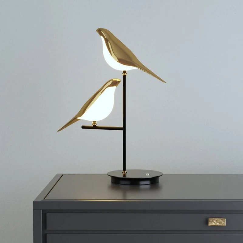 LED Bordlampe med Fugle Design - Energibesparende Elegance