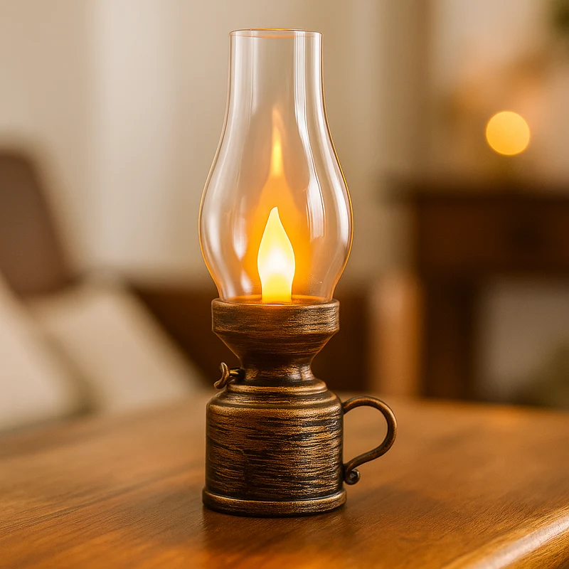 Vintage LED Lyslampe – Stemningsfuld og Sikker Belysning
