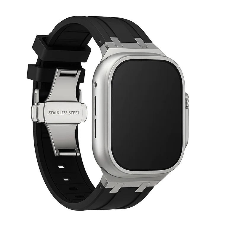 Silicone Urrem til Apple Watch med Elegant Titanium Lås